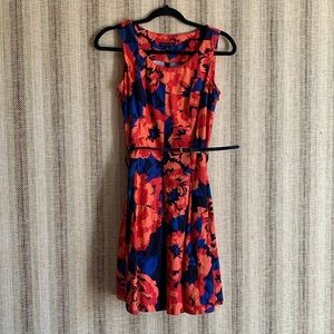 Tommy Hilfiger Size 2 Floral Formal Dress Blue Women’s Clothing Belt Multicolor